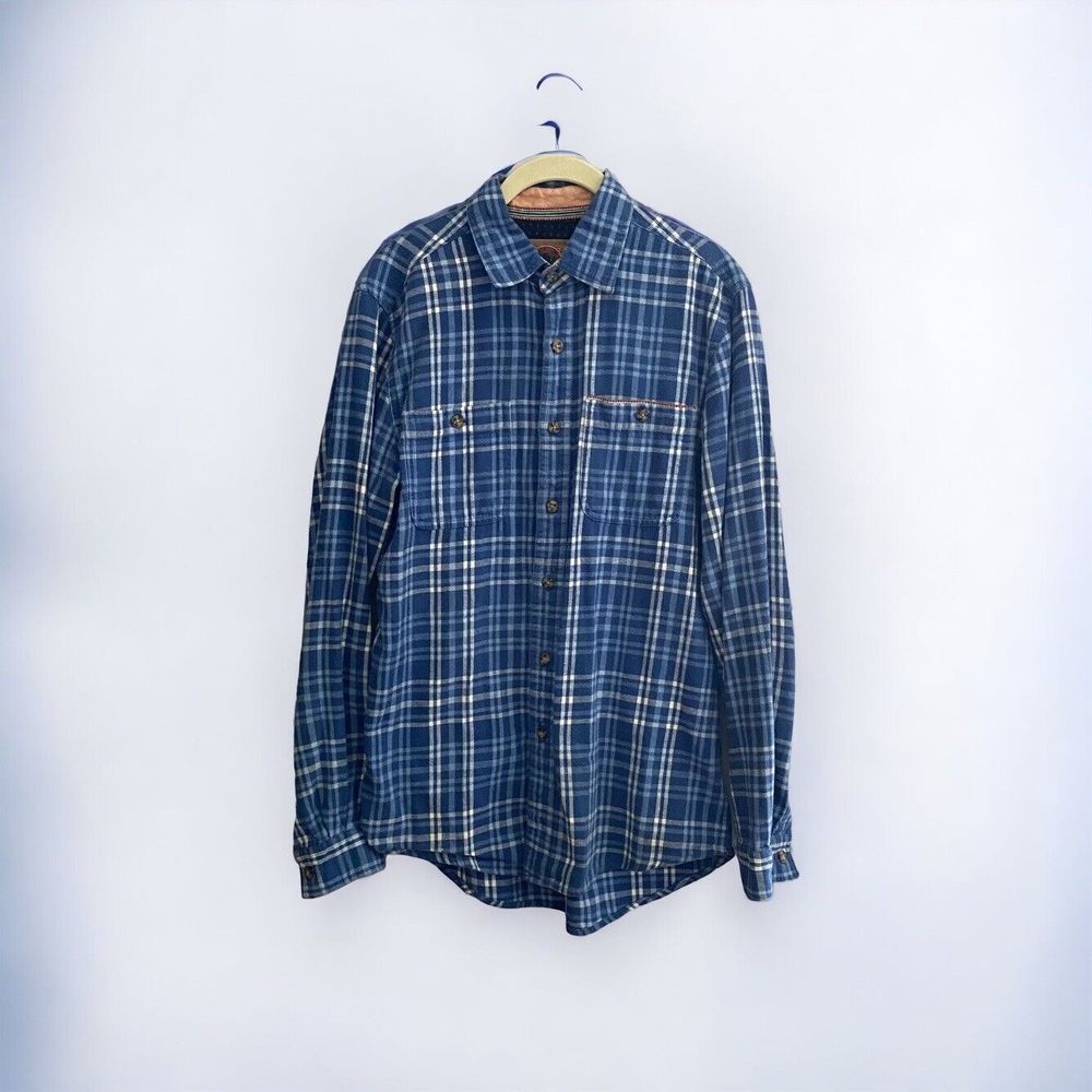 Boston Traders Plaid Flannel Shirt Sz. Small Button Front Down Blue White